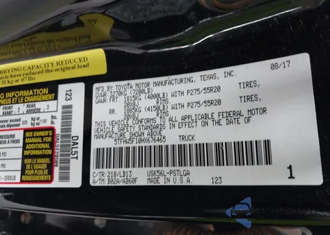 2017 Toyota Tundra Limited 5.7L V8 из США, поврежденный, VIN 5TFHW5F10HX676465